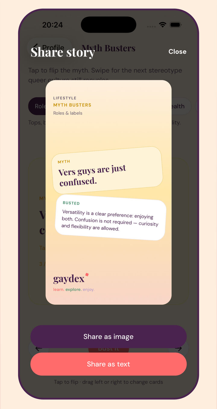 Comparte historias hermosas — Pasa artículos, mitos y contenido útil con amigos.